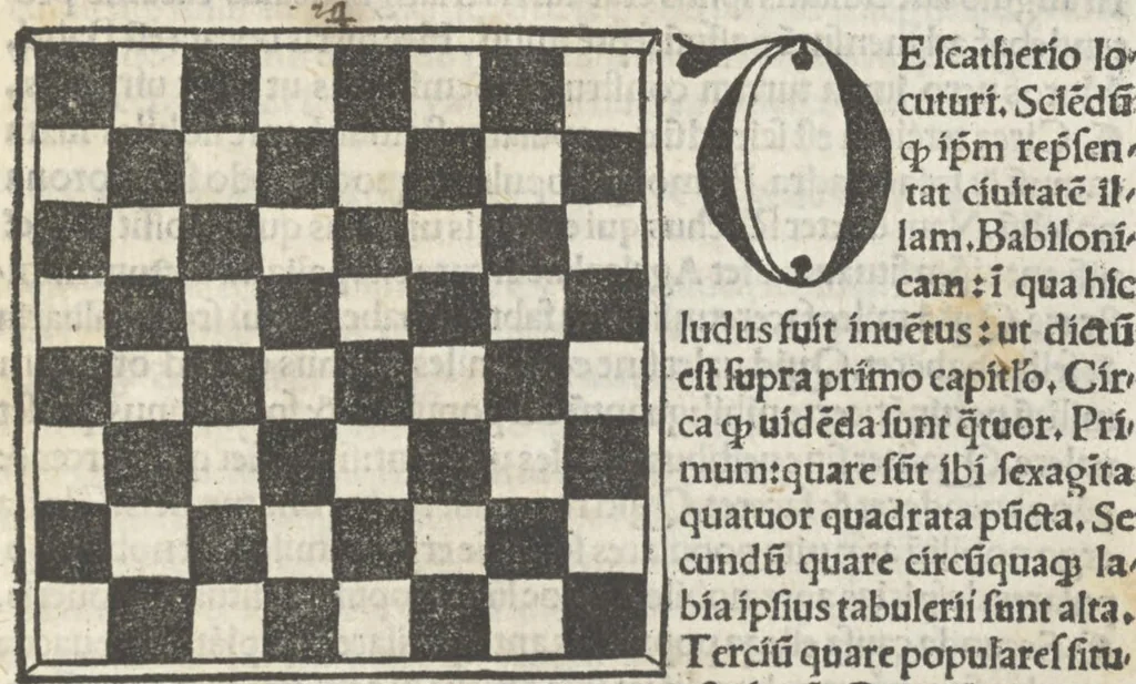 An illustration from Tractatus de scachis mistice interpretatus de moribus per singulos hominu[m] status, 1505, leaf 56