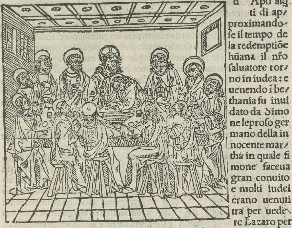 An illustration from Leggenda di Marta e Maddalena, 1494, leaf 54