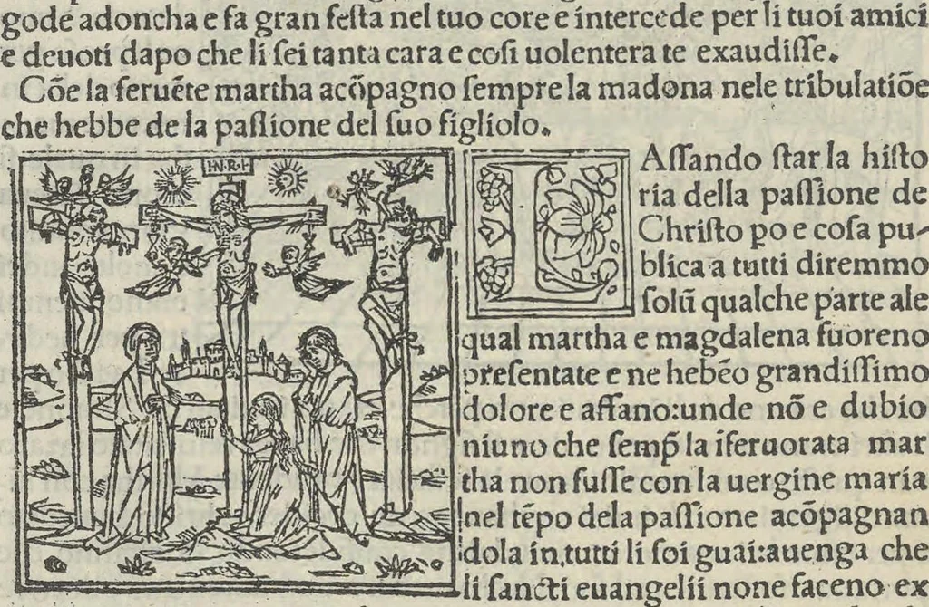 An illustration from Leggenda di Marta e Maddalena, 1494, leaf 55