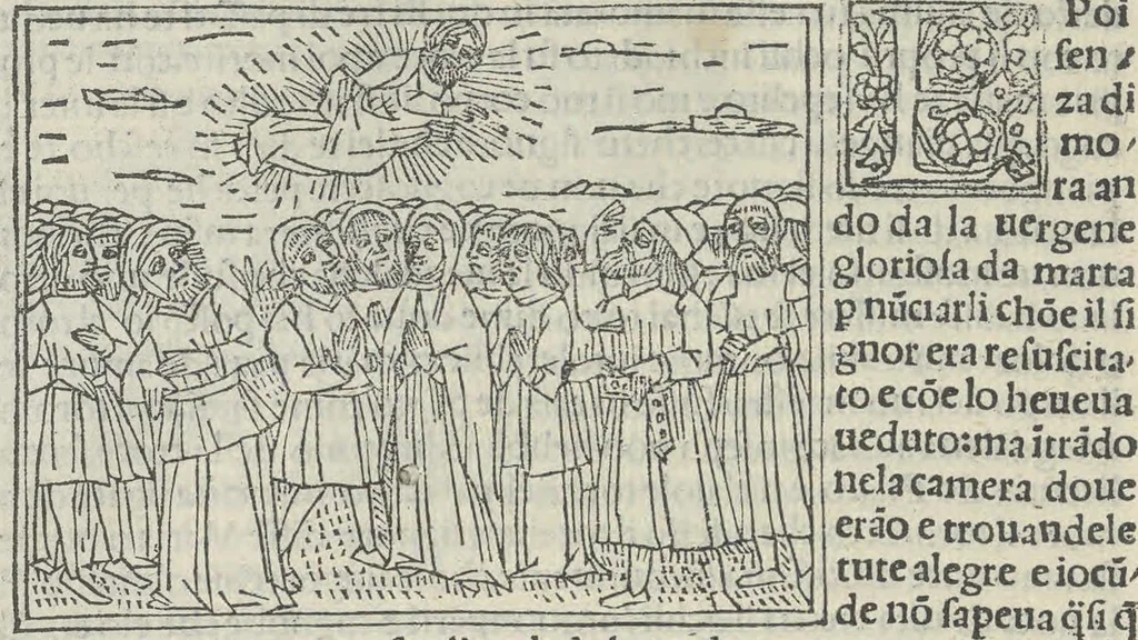 An illustration from Leggenda di Marta e Maddalena, 1494, leaf 63