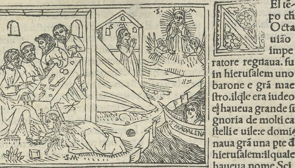 An illustration from Leggenda di Marta e Maddalena, 1494, leaf 8