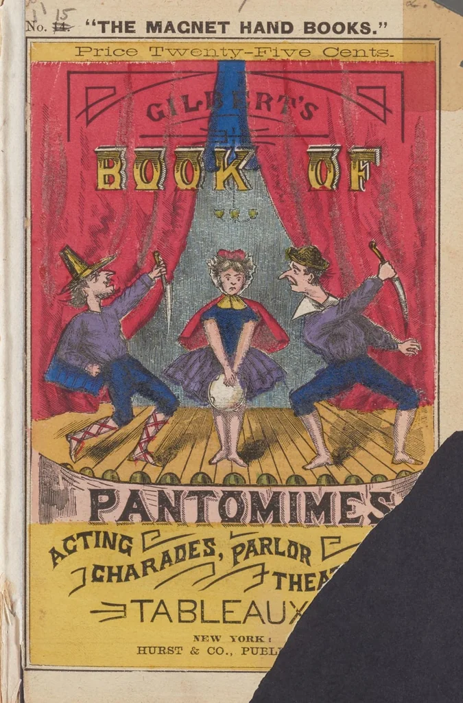 An illustration from Gilbert's book of pantomimes, acting charades, parlor theatricals, and tableaux ... Illustrated with numerous fine engravings, showing exactly how everything should be done, 1878, leaf 3