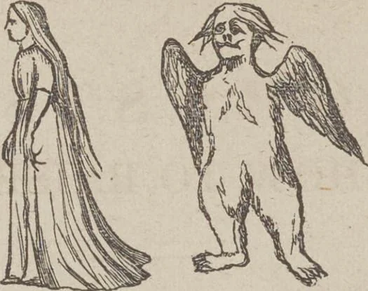 An illustration from Gilbert's book of pantomimes, acting charades, parlor theatricals, and tableaux ... Illustrated with numerous fine engravings, showing exactly how everything should be done, 1878, leaf 37