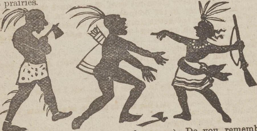 An illustration from Gilbert's book of pantomimes, acting charades, parlor theatricals, and tableaux ... Illustrated with numerous fine engravings, showing exactly how everything should be done, 1878, leaf 68