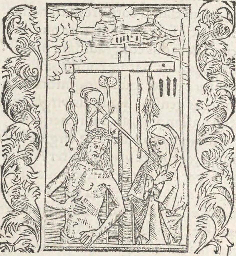 An illustration from In laude[m] gloriose Virginis Marie multoru[m]q[ue] Sanctoru[m] varij generis carmina Sebastiani Brant, 1494, leaf 29