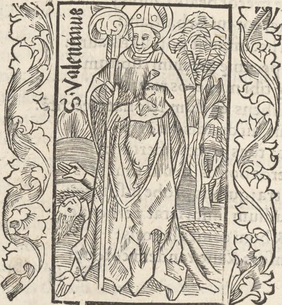 An illustration from In laude[m] gloriose Virginis Marie multoru[m]q[ue] Sanctoru[m] varij generis carmina Sebastiani Brant, 1494, leaf 87