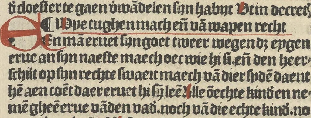 An illustration from Den spiegel van Sassen va[n] allen keyserlijken rechten, 1504, leaf 25