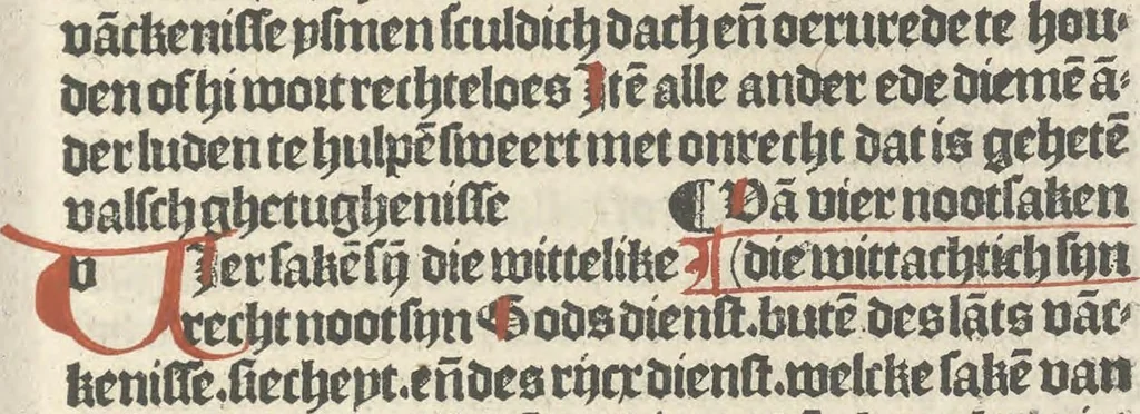 An illustration from Den spiegel van Sassen va[n] allen keyserlijken rechten, 1504, leaf 52