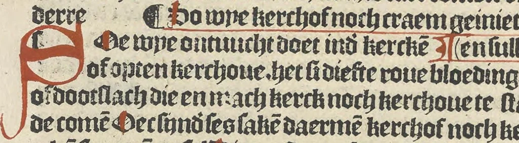 An illustration from Den spiegel van Sassen va[n] allen keyserlijken rechten, 1504, leaf 53