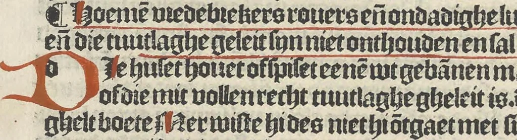 An illustration from Den spiegel van Sassen va[n] allen keyserlijken rechten, 1504, leaf 57