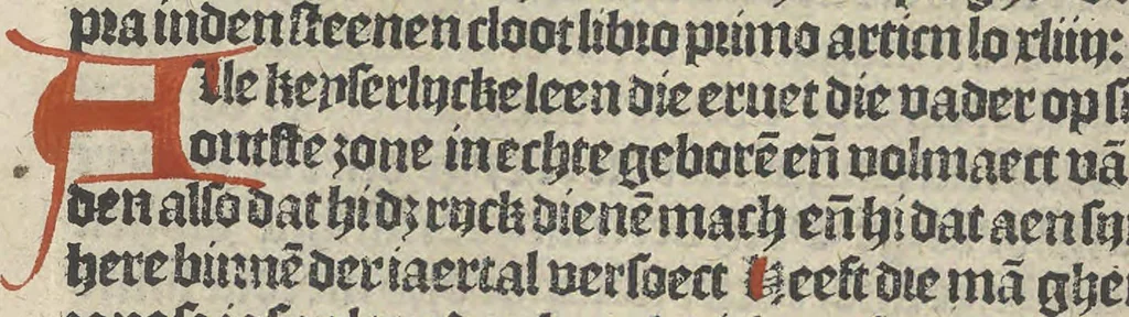 An illustration from Den spiegel van Sassen va[n] allen keyserlijken rechten, 1504, leaf 75