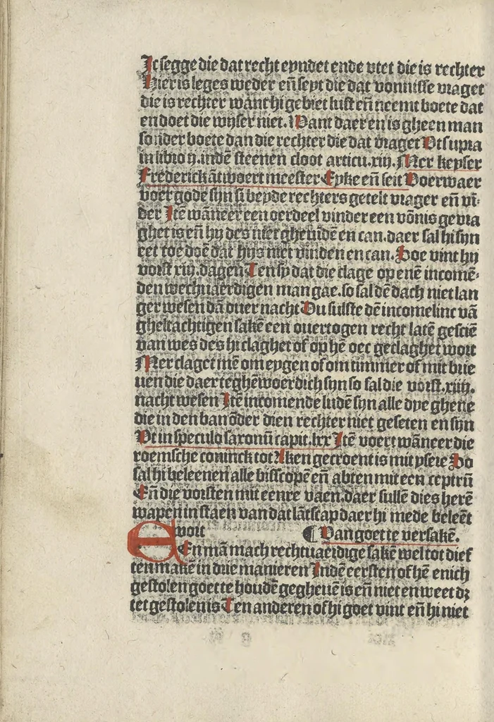 An illustration from Den spiegel van Sassen va[n] allen keyserlijken rechten, 1504, leaf 79