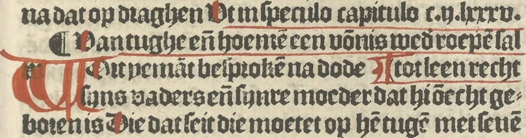 An illustration from Den spiegel van Sassen va[n] allen keyserlijken rechten, 1504, leaf 92