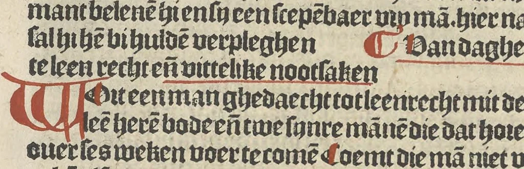 An illustration from Den spiegel van Sassen va[n] allen keyserlijken rechten, 1504, leaf 97