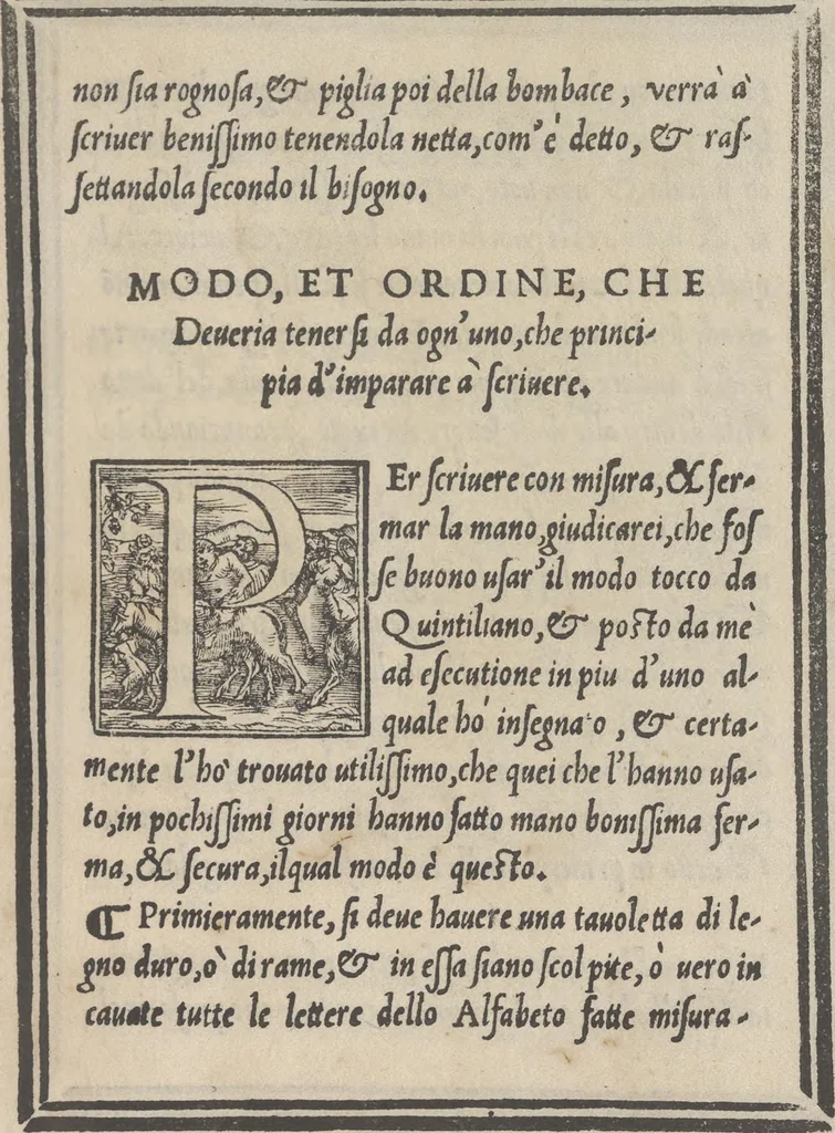 An illustration from Libro di M. Giouanbattista Palatino, cittadino romano, nelqual s'insegna à scriuere ogni sorte lettera, antica, et moderna, di qualunque natione, con le sue regole, et misure, et essempi : et con vn breue, et vtil discorso de le cifre, 1545, leaf 128