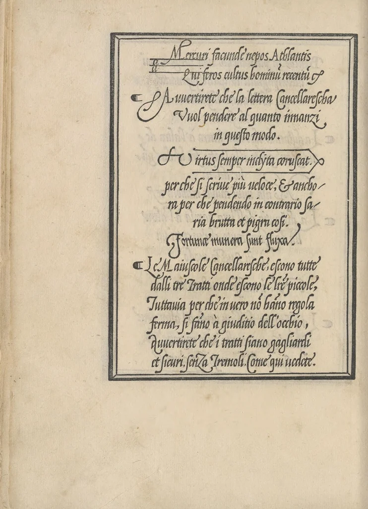 An illustration from Libro di M. Giouanbattista Palatino, cittadino romano, nelqual s'insegna à scriuere ogni sorte lettera, antica, et moderna, di qualunque natione, con le sue regole, et misure, et essempi : et con vn breue, et vtil discorso de le cifre, 1545, leaf 35
