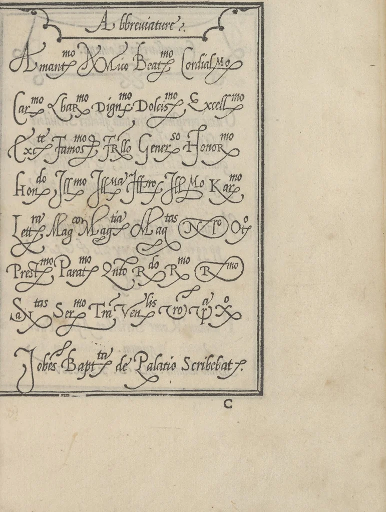 An illustration from Libro di M. Giouanbattista Palatino, cittadino romano, nelqual s'insegna à scriuere ogni sorte lettera, antica, et moderna, di qualunque natione, con le sue regole, et misure, et essempi : et con vn breue, et vtil discorso de le cifre, 1545, leaf 38
