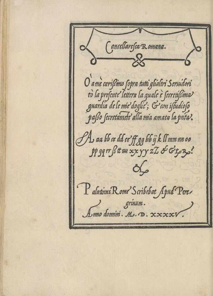 An illustration from Libro di M. Giouanbattista Palatino, cittadino romano, nelqual s'insegna à scriuere ogni sorte lettera, antica, et moderna, di qualunque natione, con le sue regole, et misure, et essempi : et con vn breue, et vtil discorso de le cifre, 1545, leaf 39