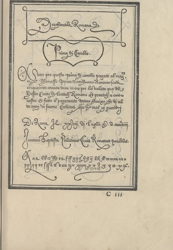 An illustration from Libro di M. Giouanbattista Palatino, cittadino romano, nelqual s'insegna à scriuere ogni sorte lettera, antica, et moderna, di qualunque natione, con le sue regole, et misure, et essempi : et con vn breue, et vtil discorso de le cifre, 1545, leaf 42