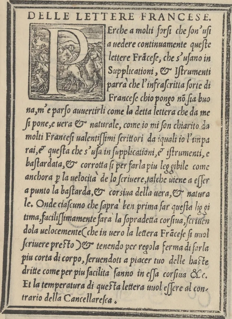 An illustration from Libro di M. Giouanbattista Palatino, cittadino romano, nelqual s'insegna à scriuere ogni sorte lettera, antica, et moderna, di qualunque natione, con le sue regole, et misure, et essempi : et con vn breue, et vtil discorso de le cifre, 1545, leaf 60