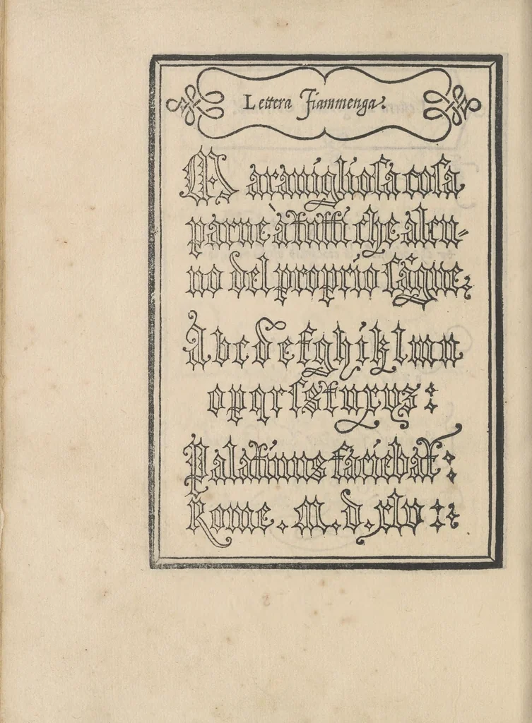 An illustration from Libro di M. Giouanbattista Palatino, cittadino romano, nelqual s'insegna à scriuere ogni sorte lettera, antica, et moderna, di qualunque natione, con le sue regole, et misure, et essempi : et con vn breue, et vtil discorso de le cifre, 1545, leaf 65