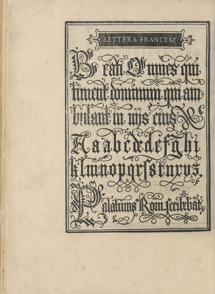 An illustration from Libro di M. Giouanbattista Palatino, cittadino romano, nelqual s'insegna à scriuere ogni sorte lettera, antica, et moderna, di qualunque natione, con le sue regole, et misure, et essempi : et con vn breue, et vtil discorso de le cifre, 1545, leaf 69