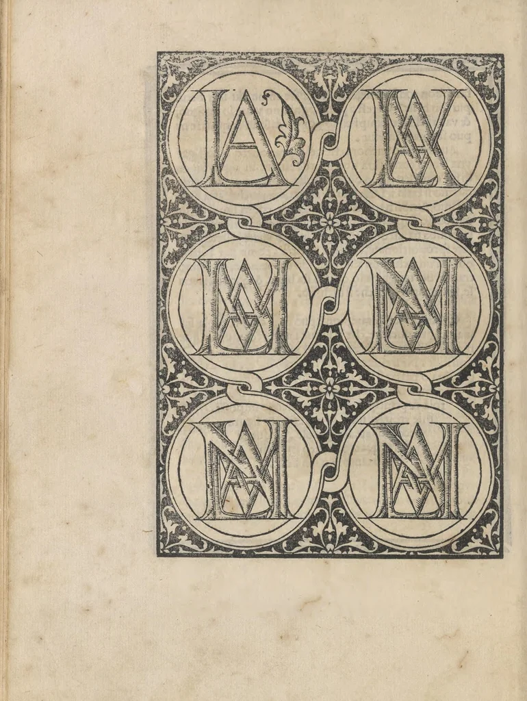 An illustration from Libro di M. Giouanbattista Palatino, cittadino romano, nelqual s'insegna à scriuere ogni sorte lettera, antica, et moderna, di qualunque natione, con le sue regole, et misure, et essempi : et con vn breue, et vtil discorso de le cifre, 1545, leaf 95