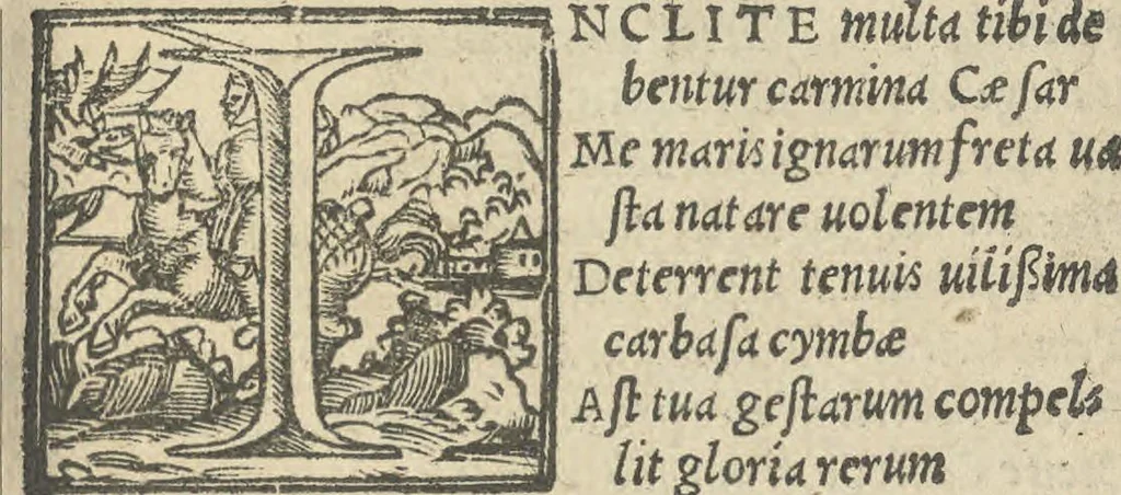 An illustration from Nic[olai] B[rontii] Car[men] ad Opt[imum] Max[imum] Fort[issimum] Invic[tissimum] et Pien[tissimum] Princ[ipem] D[omin]i Car[olum] Quin[tum] Imp[eratorum] Caes[aerem] S[emper] A[ugustem], 1541, leaf 10