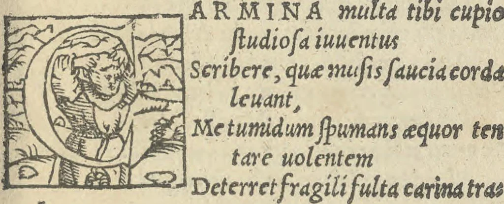 An illustration from Nic[olai] B[rontii] Car[men] ad Opt[imum] Max[imum] Fort[issimum] Invic[tissimum] et Pien[tissimum] Princ[ipem] D[omin]i Car[olum] Quin[tum] Imp[eratorum] Caes[aerem] S[emper] A[ugustem], 1541, leaf 22