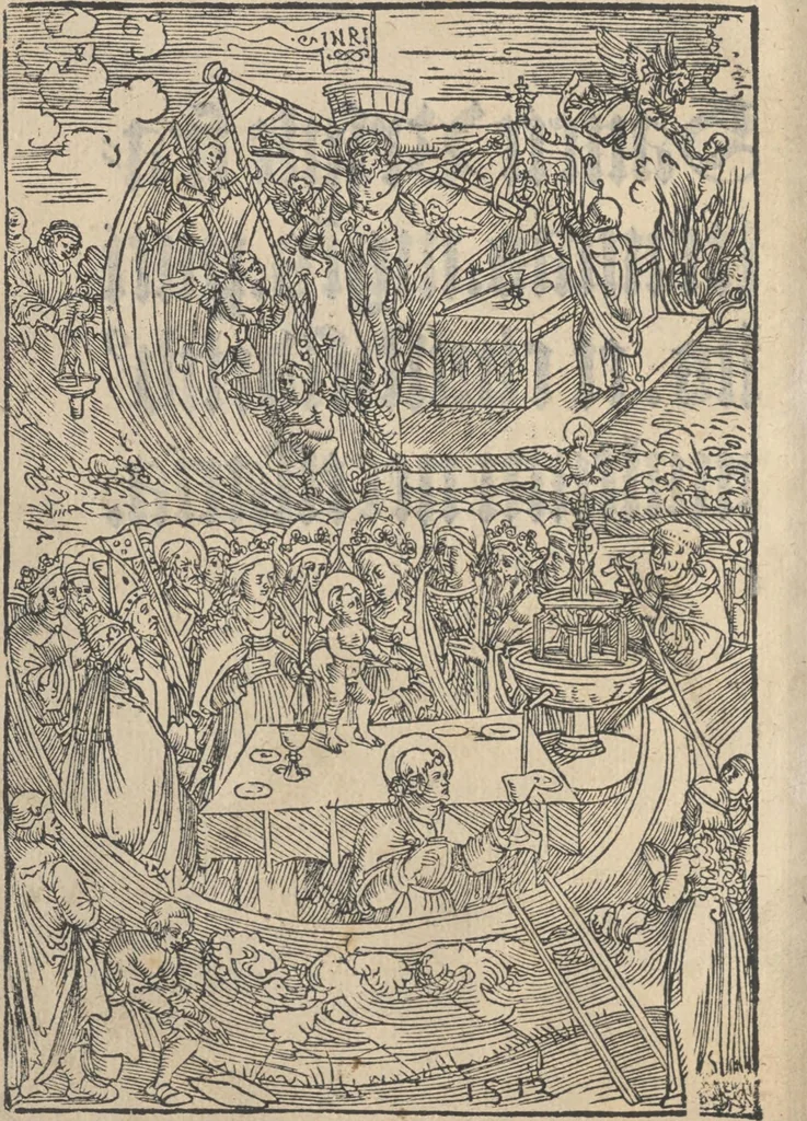 An illustration from Sancte Vrsule Fraternitas inge[n]s p[er]utilis et Christifidelib[us] multum necessaria, 1513, leaf 11