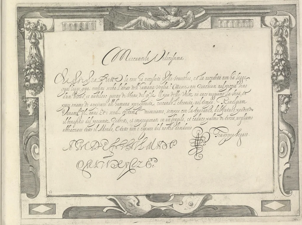 An illustration from Dell' idea dello scriuere. Intagliata per Epifanio dal Fiano l'anno 1607, 1624, leaf 50