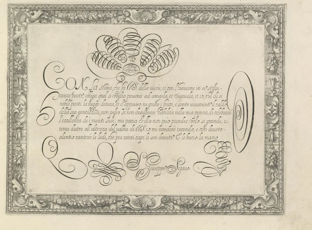 An illustration from Dell' idea dello scriuere. Intagliata per Epifanio dal Fiano l'anno 1607, 1624, leaf 74