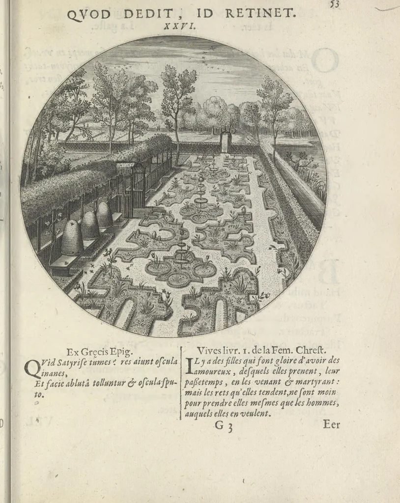 An illustration from Maechden-pflicht ofte ampt der ionck-vrovvven in eerbaer liefde aen-ghewesen door sinne-beelden. Officivm puellarum in castis amoribus emblemate expressum, 1618, leaf 72