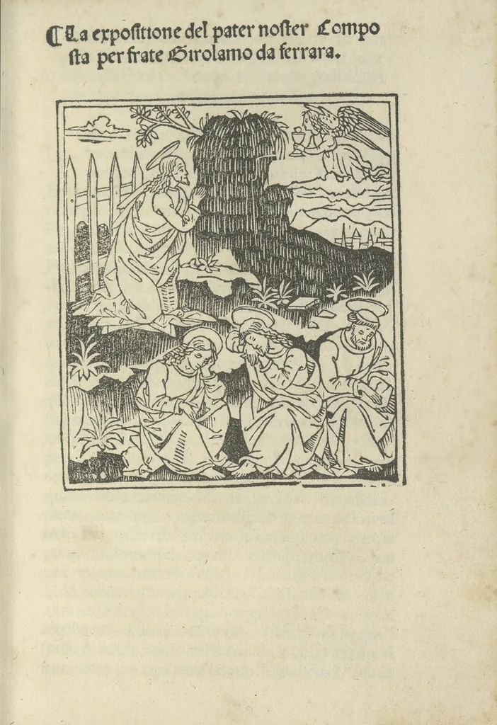 An illustration from La expositione del Pater Noster,, 1490, leaf 12
