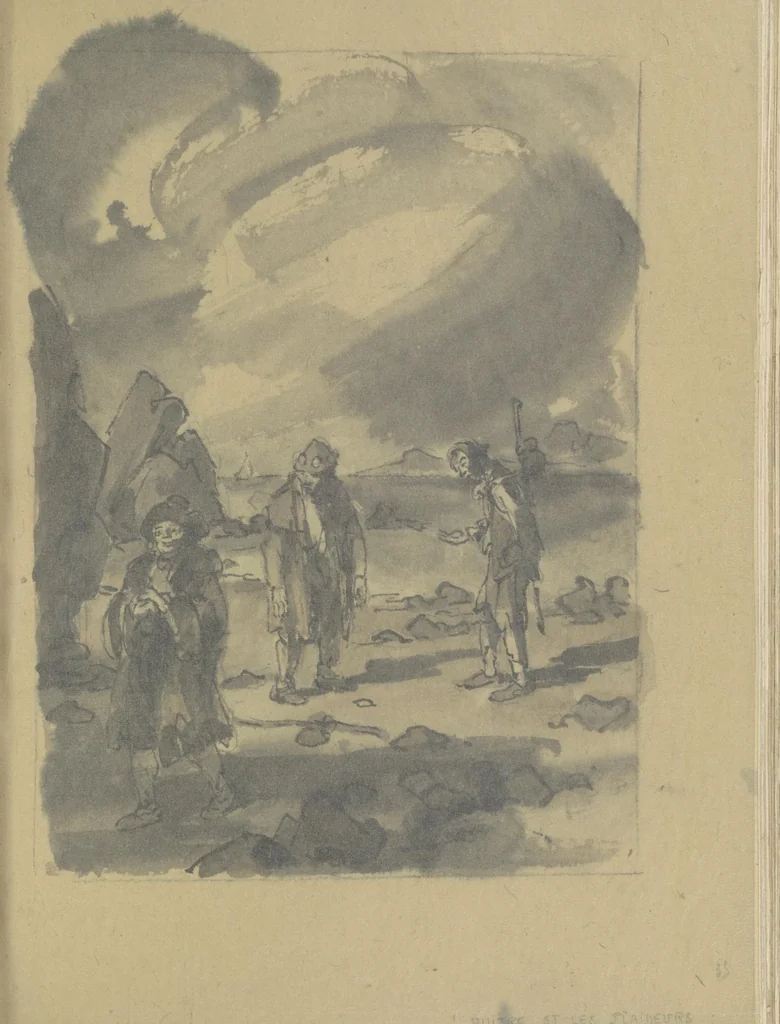 An illustration from Quelques fables, 1927, leaf 100