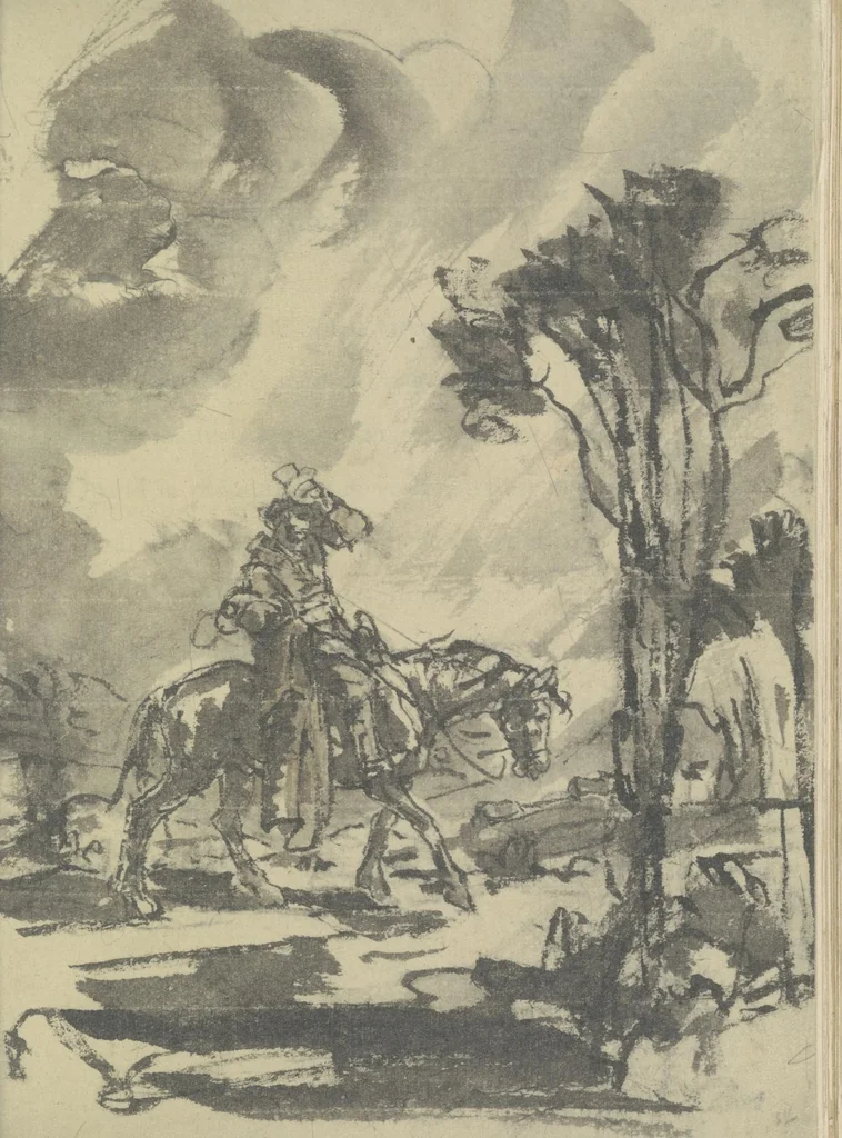 An illustration from Quelques fables, 1927, leaf 106