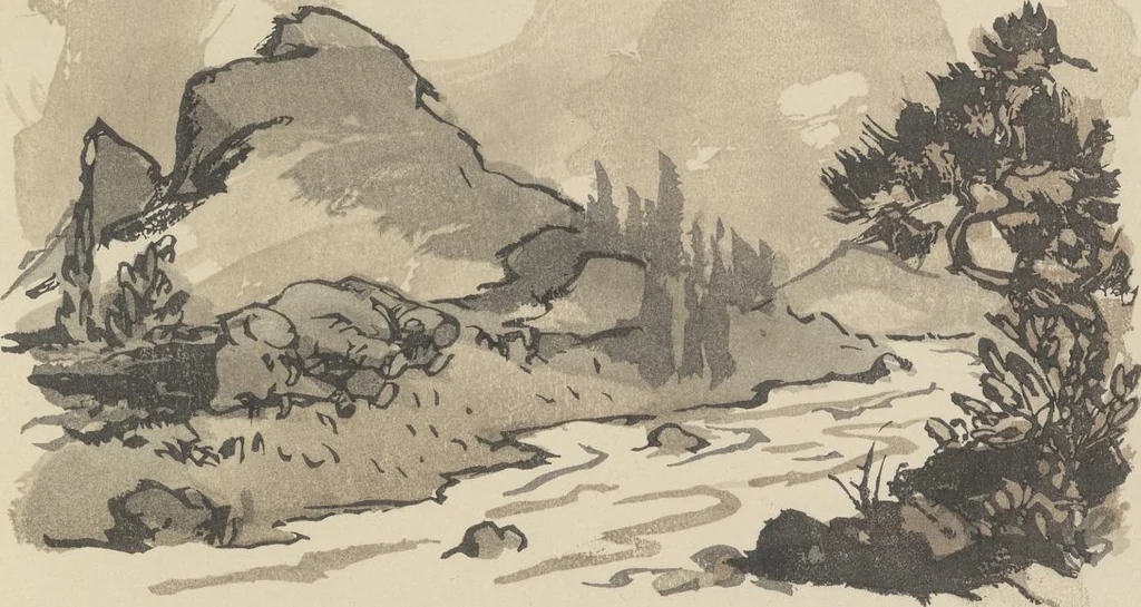 An illustration from Quelques fables, 1927, leaf 116