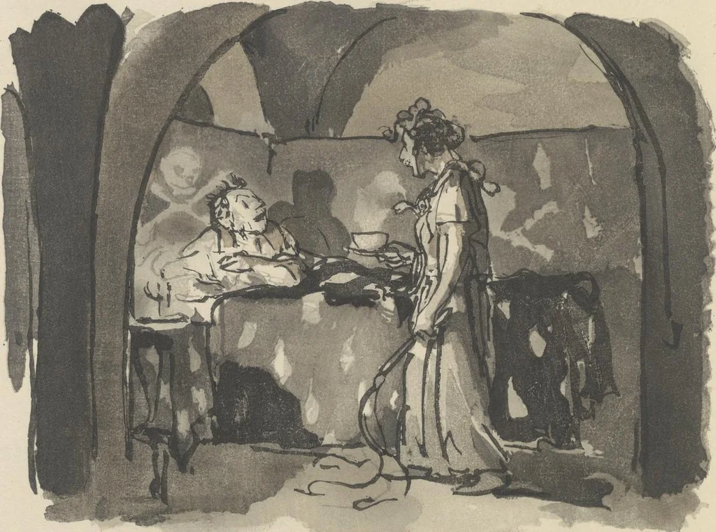 An illustration from Quelques fables, 1927, leaf 143
