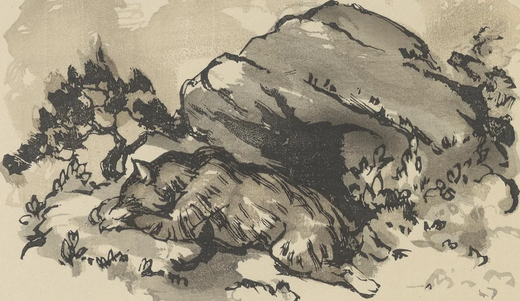 An illustration from Quelques fables, 1927, leaf 145
