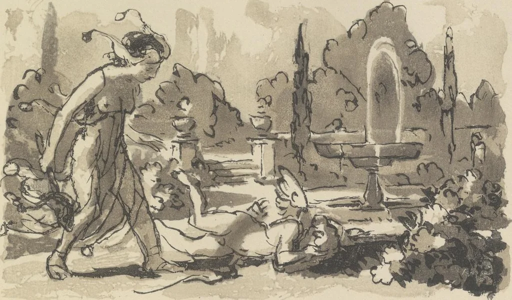 An illustration from Quelques fables, 1927, leaf 172
