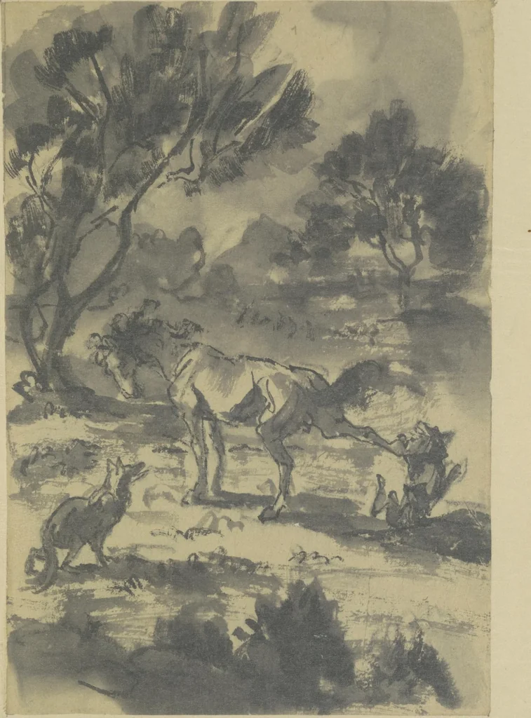 An illustration from Quelques fables, 1927, leaf 18