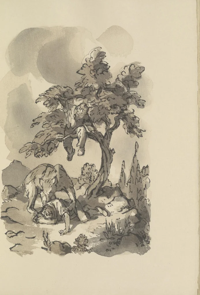 An illustration from Quelques fables, 1927, leaf 186