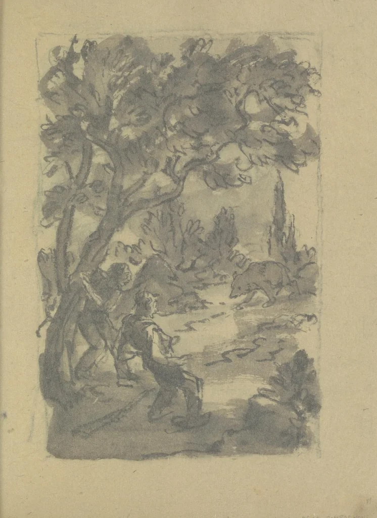 An illustration from Quelques fables, 1927, leaf 188