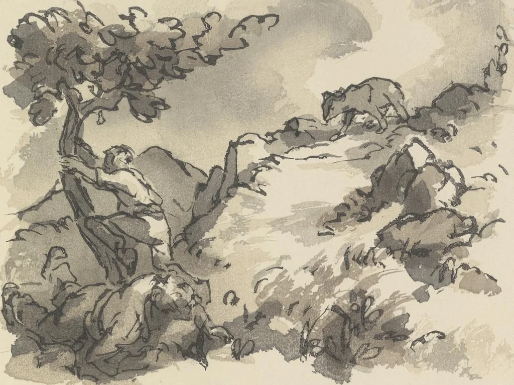An illustration from Quelques fables, 1927, leaf 192