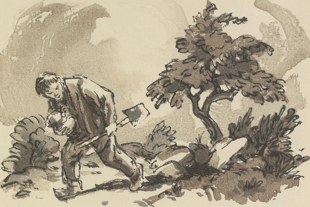 An illustration from Quelques fables, 1927, leaf 58