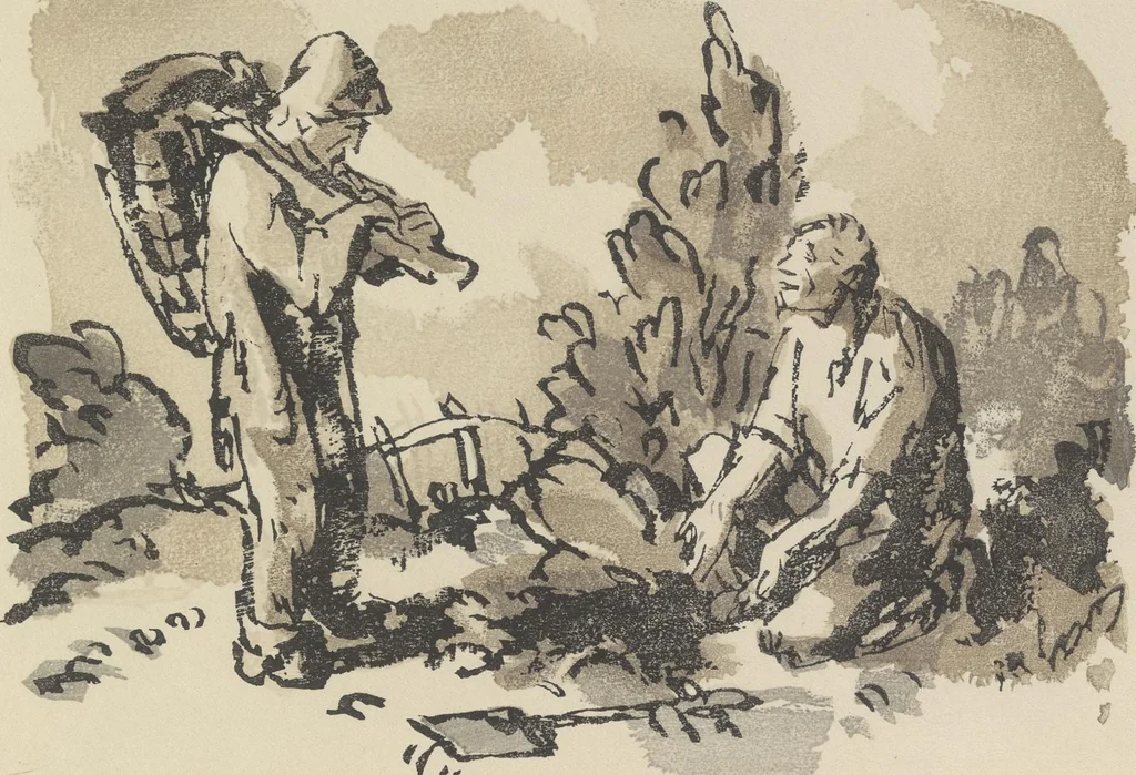 An illustration from Quelques fables, 1927, leaf 60