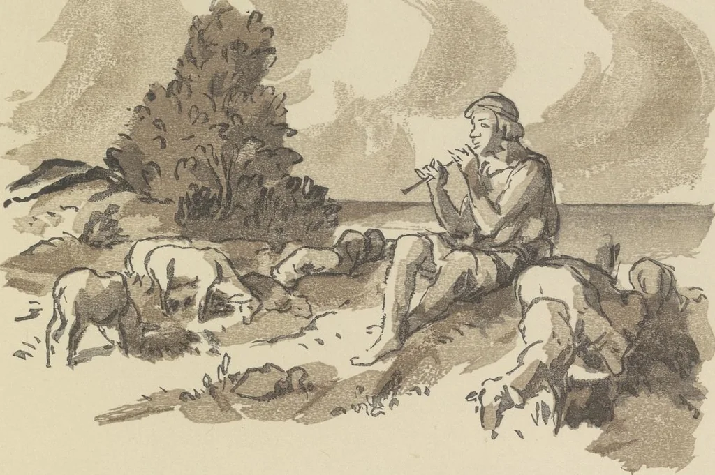 An illustration from Quelques fables, 1927, leaf 64