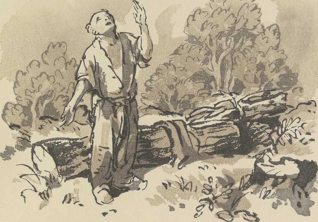 An illustration from Quelques fables, 1927, leaf 74