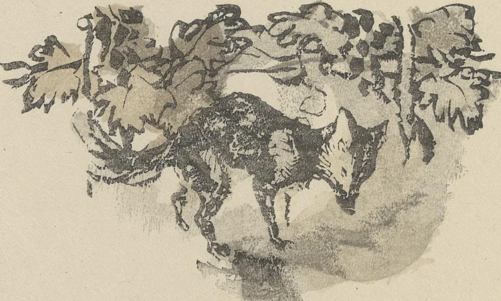 An illustration from Quelques fables, 1927, leaf 85