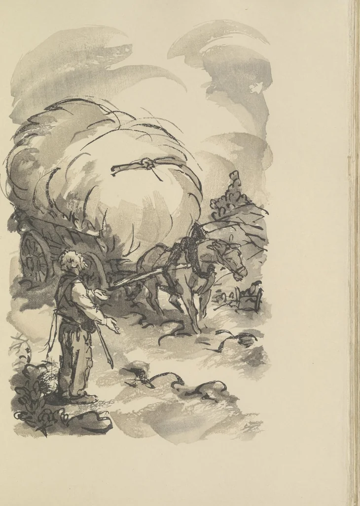 An illustration from Quelques fables, 1927, leaf 90